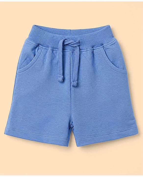 Babyhug 100% Cotton Single Jersey Knit Half Sleeves T-Shirt & Shorts Set With Floral Print - Light Blue
