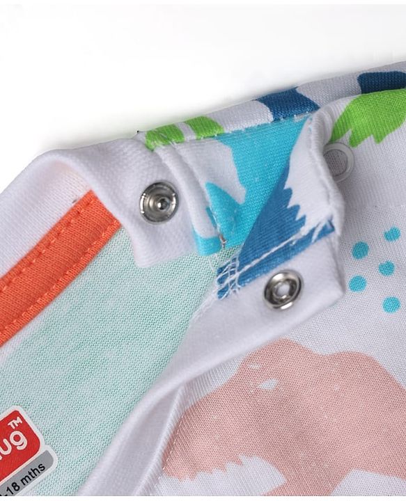 Babyhug 100% Cotton Knit Half Sleeves Dino Printed T-Shirt & Shorts Set - Orange