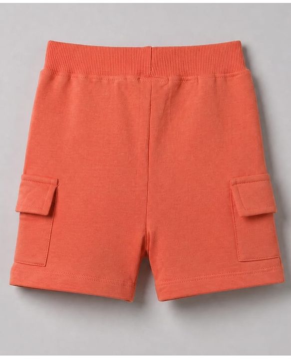 Babyhug 100% Cotton Knit Half Sleeves Dino Printed T-Shirt & Shorts Set - Orange