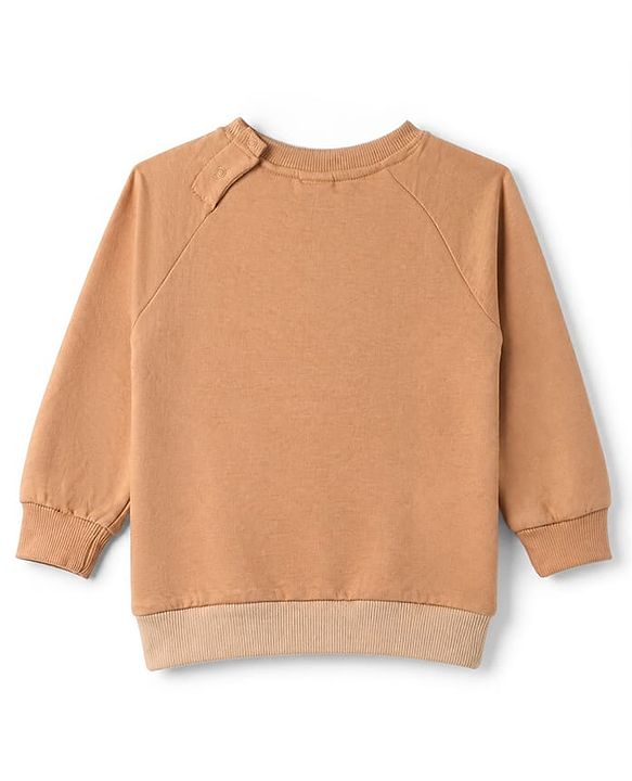 Babyhug Terry Knit Full Sleeves T-Shirt & Joggers Set With Applique - Brown
