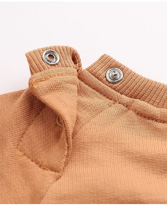 Babyhug Terry Knit Full Sleeves T-Shirt & Joggers Set With Applique - Brown