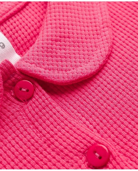 Babyhug Waffle Knit Half Sleeves Frock With Bloomer Set - Pink