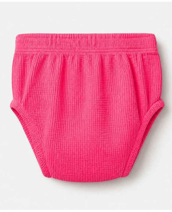 Babyhug Waffle Knit Half Sleeves Frock With Bloomer Set - Pink