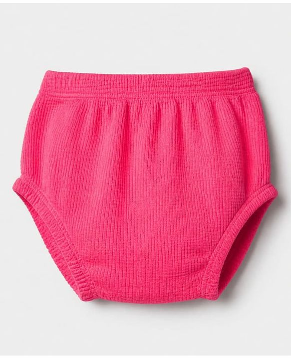 Babyhug Waffle Knit Half Sleeves Frock With Bloomer Set - Pink