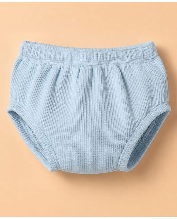 Babyhug Waffle Knit Half Sleeves Frock With Bloomer - Light Blue