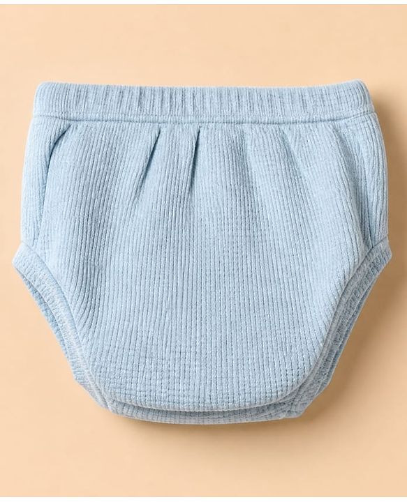 Babyhug Waffle Knit Half Sleeves Frock With Bloomer - Light Blue
