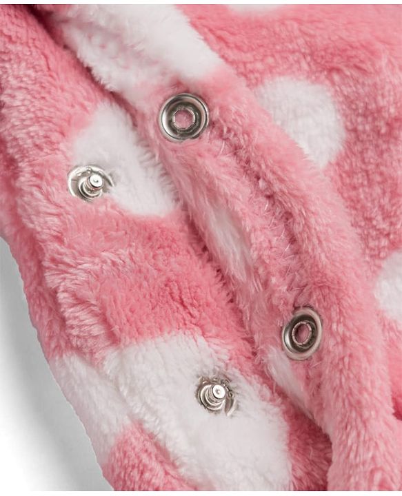 Babyhug Knit Full Sleeves Winter Sleepsuit with Polka Dots  Design - Pink