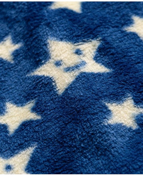 Babyhug Velour Knit Full Sleeves Winter Sleepsuit with Star Print - Navy Blue
