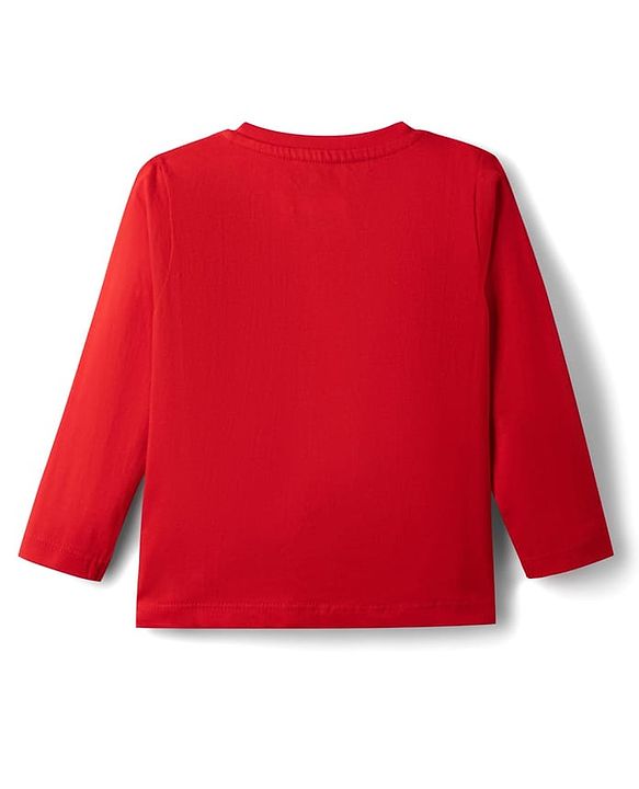 Babyhug Disney Single Jersey Knit Full Sleeves Co-Ords T-Shirt & Pyjama Night Suit with Mickey Mouse Print - Red