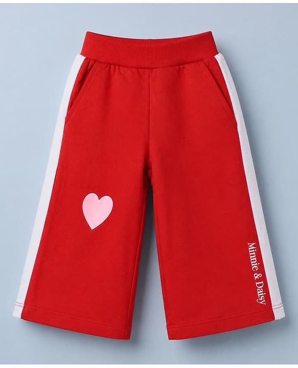 Babyhug Disney 100% Cotton Terry Knit Full Sleeves T-Shirt & Pant Set With Minnie Mouse & Daisy Graphic - Red