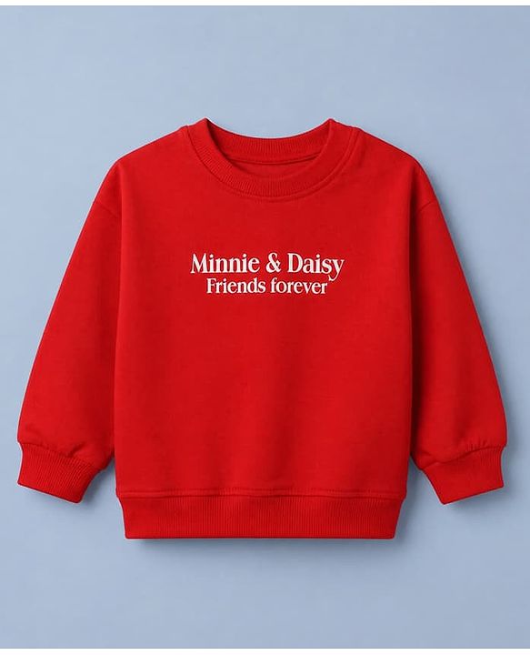 Babyhug Disney 100% Cotton Terry Knit Full Sleeves T-Shirt & Pant Set With Minnie Mouse & Daisy Graphic - Red
