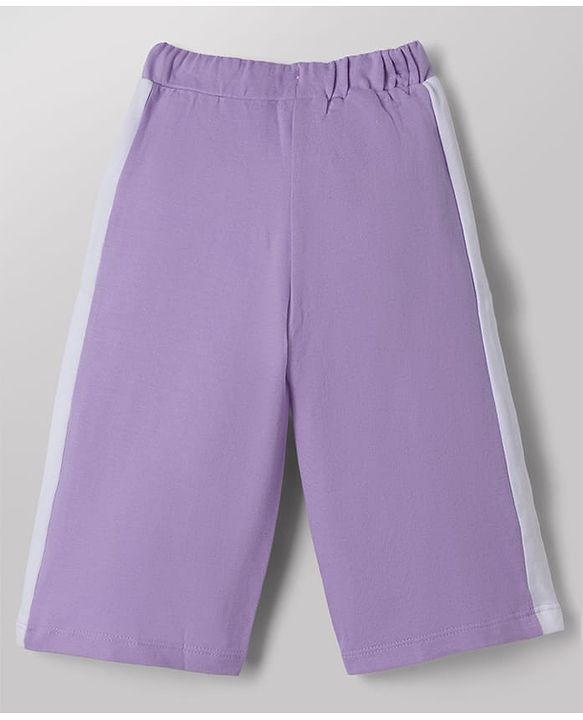 Babyhug Disney 100% Cotton Terry Knit Full Sleeves Cut & Sew T-Shirt and Pant Set With Minnie Mouse & Daisy Graphic - Purple