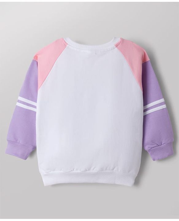 Babyhug Disney 100% Cotton Terry Knit Full Sleeves Cut & Sew T-Shirt and Pant Set With Minnie Mouse & Daisy Graphic - Purple