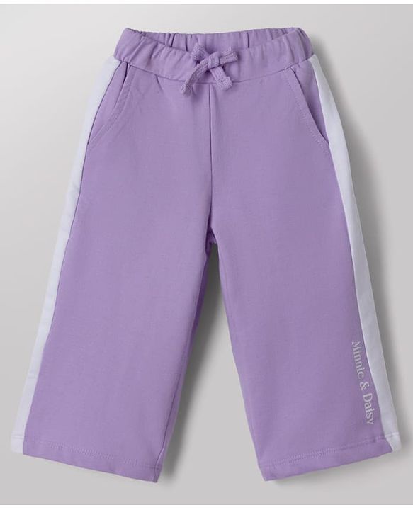 Babyhug Disney 100% Cotton Terry Knit Full Sleeves Cut & Sew T-Shirt and Pant Set With Minnie Mouse & Daisy Graphic - Purple