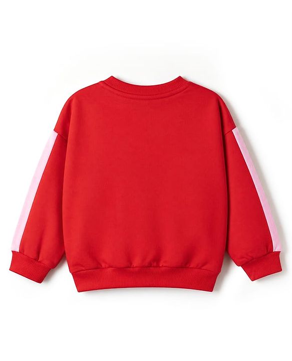 Babyhug Disney 100% Cotton Terry Knit Full Sleeves T-Shirt And Pant With Minnie Mouse Print In Red