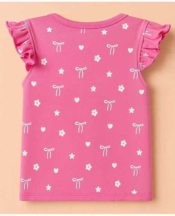 Babyhug 100% Cotton Interlock Knit Full Sleeves Jhablas With Floral Heart & Star Print Pack of 3 - Pink White