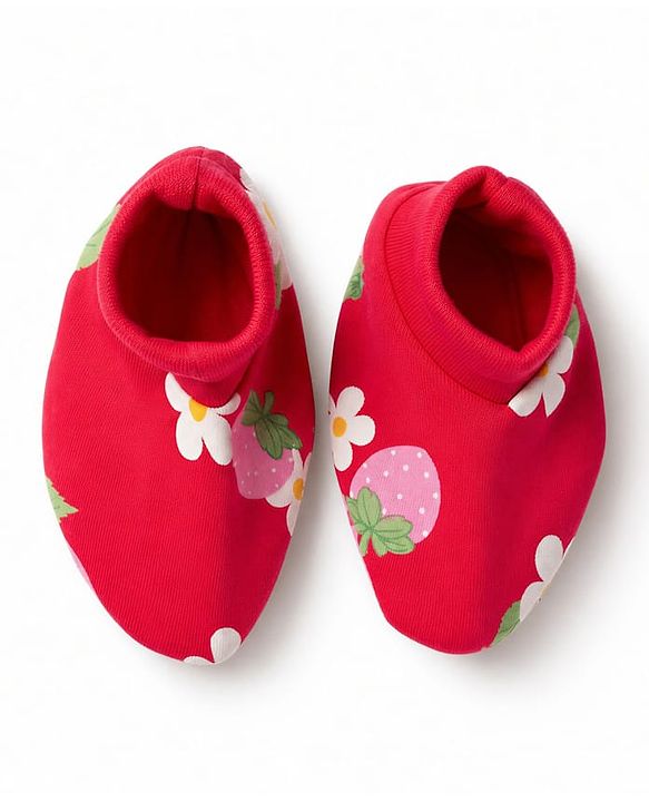 Babyhug 100% Cotton Interlock Knit Half Sleeves Floral Printed Romper with Hairband and Booties - Pink