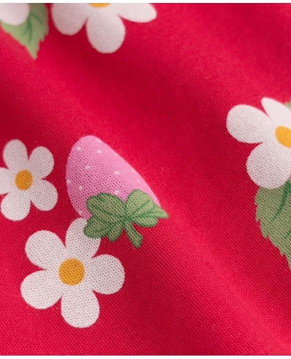 Babyhug 100% Cotton Interlock Knit Half Sleeves Floral Printed Romper with Hairband and Booties - Pink