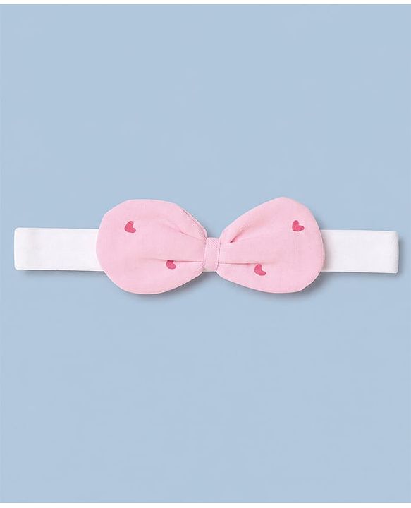 Babyhug 100% Cotton Interlock Knit Sleeveless Polka Dot & Bunny Printed Onesies With Hairband - Pink