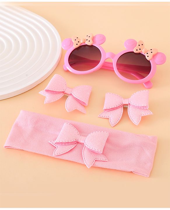 Babyhug Hair Accessories With Sunglasses Combo Set - Pink