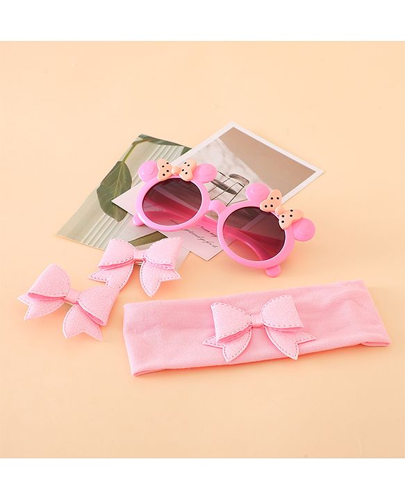 Babyhug Hair Accessories With Sunglasses Combo Set - Pink
