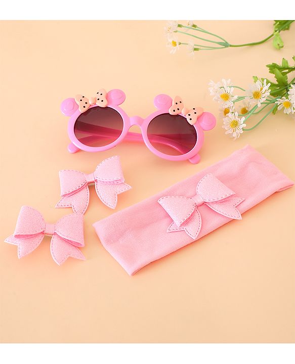 Babyhug Hair Accessories With Sunglasses Combo Set - Pink
