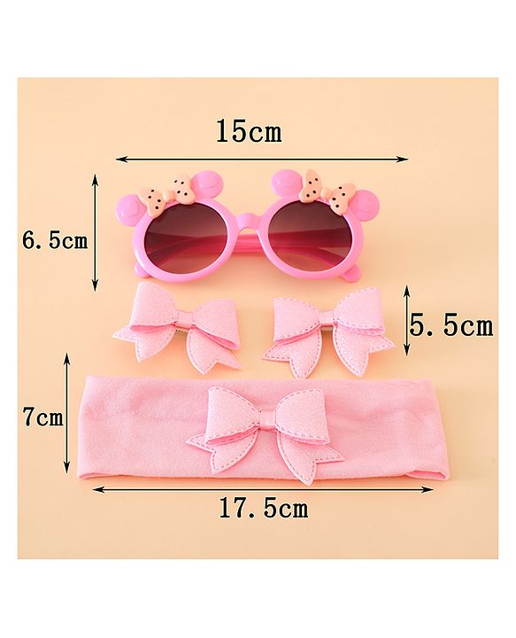 Babyhug Hair Accessories With Sunglasses Combo Set - Pink