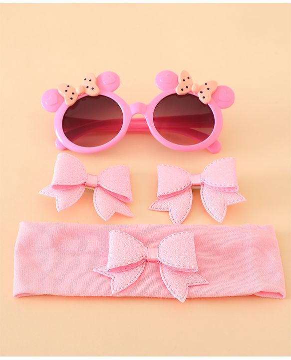 Babyhug Hair Accessories With Sunglasses Combo Set - Pink