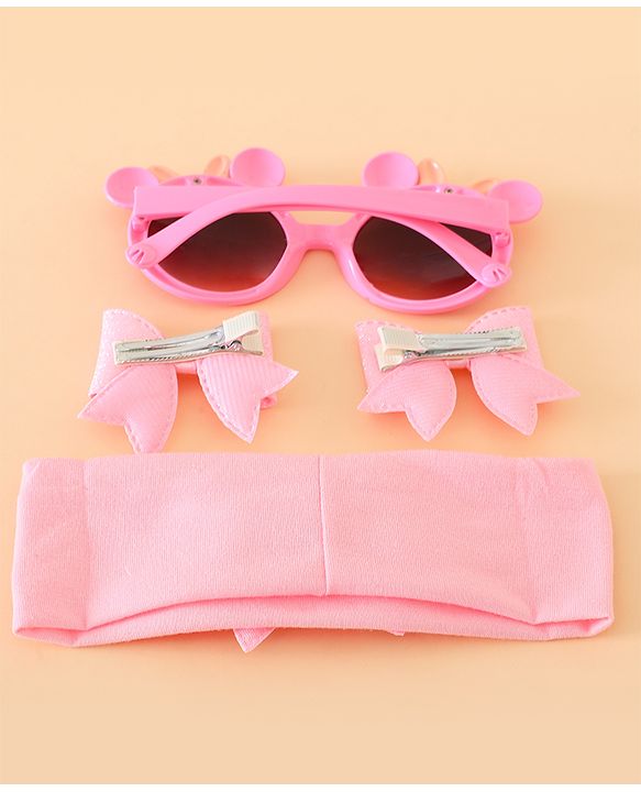 Babyhug Hair Accessories With Sunglasses Combo Set - Pink