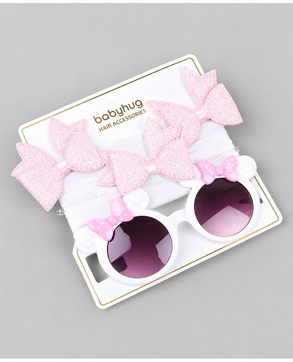 Babyhug Hair Accessories With Sunglasses Combo Set - Pink