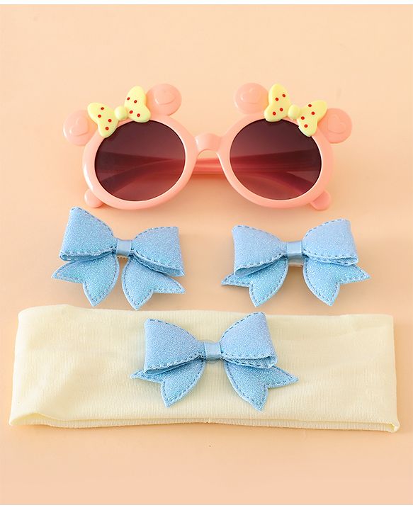 Babyhug Hair Accessories With Sunglasses Combo Set - Pink