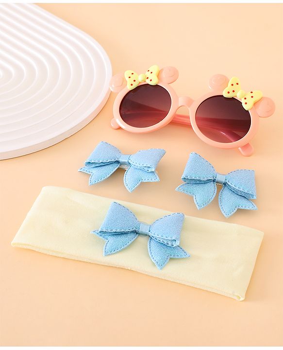 Babyhug Hair Accessories With Sunglasses Combo Set - Pink