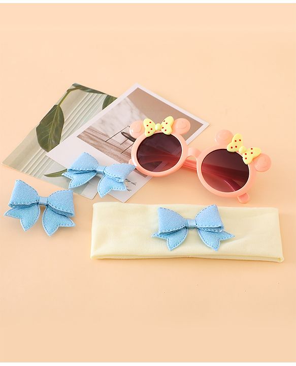 Babyhug Hair Accessories With Sunglasses Combo Set - Pink