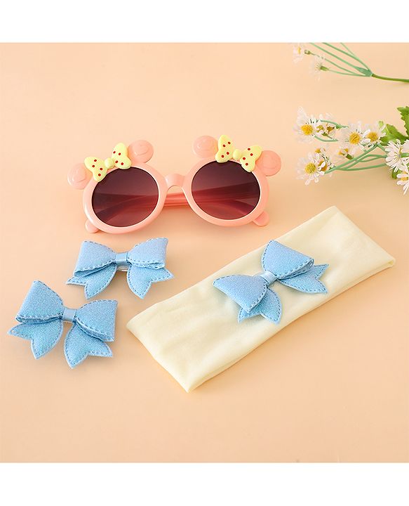 Babyhug Hair Accessories With Sunglasses Combo Set - Pink