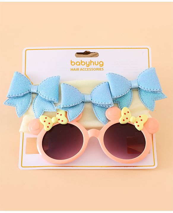 Babyhug Hair Accessories With Sunglasses Combo Set - Pink