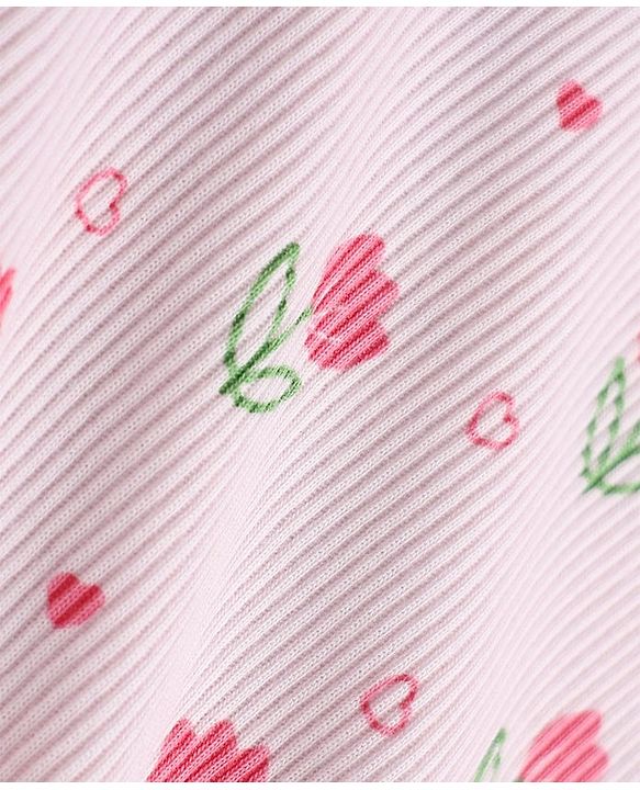 Babyhug 100% Cotton Knit Sleeveless Floral Printed Onesies With Hairband - Pink