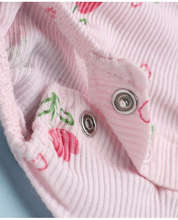 Babyhug 100% Cotton Knit Sleeveless Floral Printed Onesies With Hairband - Pink