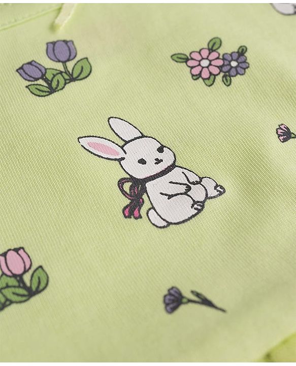 Babyhug 100% Cotton Single Jersey Knit Sleeveless Onesies With Floral Print - Lemon Yellow
