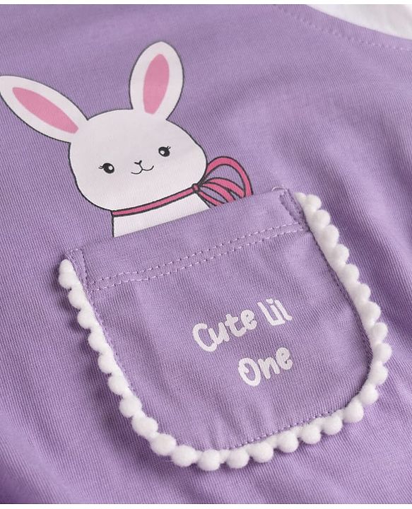 Babyhug 100% Cotton Interlock Knit Half Sleeves Onesies With Floral Printed T-shirt & Hairband - White