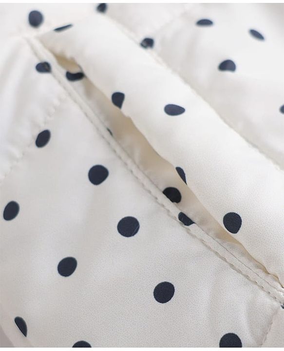 Babyhug Woven Full Sleeves Polka Dots Printed Hooded Padded Jacket - White