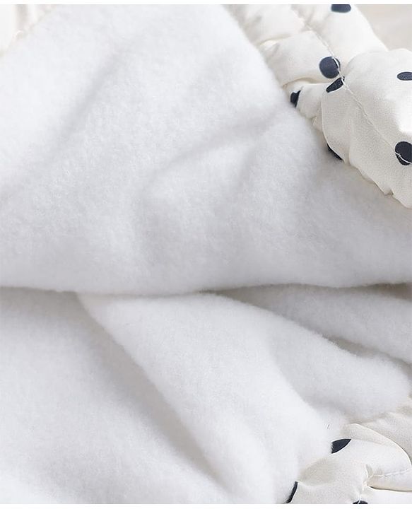 Babyhug Woven Full Sleeves Polka Dots Printed Hooded Padded Jacket - White