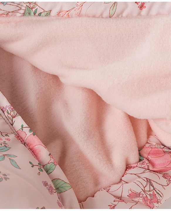 Babyhug Woven Full Sleeves Floral Printed Hooded Padded Jacket - Pink