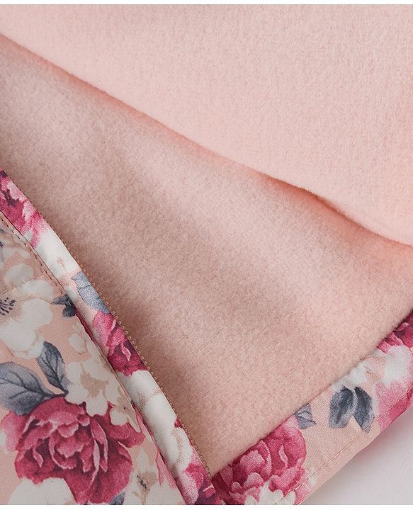 Babyhug Woven Full Sleeves Floral Printed Hooded Padded Jacket - Pink