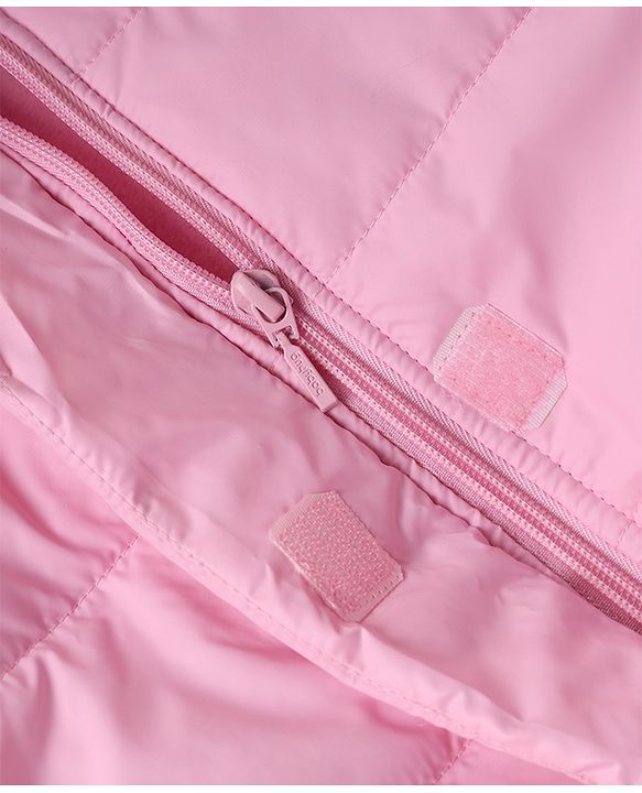 Babyhug Woven Full Sleeves  Hooded Jacket With Bow Applique - Pink