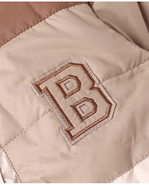 Babyhug Woven Padded Winter Hooded Jacket with Full Sleeves and B Applique in Brown