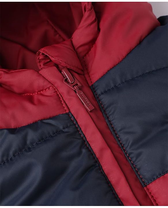 Babyhug Woven Sleeveless Padded Winter Hooded Jacket - Maroon