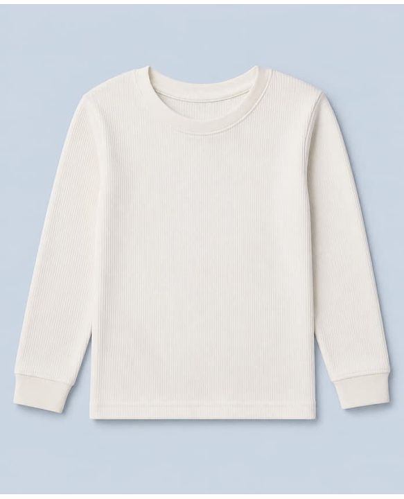 Pine Kids Knit Thermal Solid Vest with Full Sleeves in White