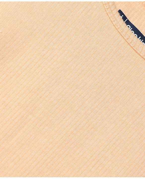 Pine Kids Cotton Blend Knit Solid Thermal Tops with Full Sleeves - Peach