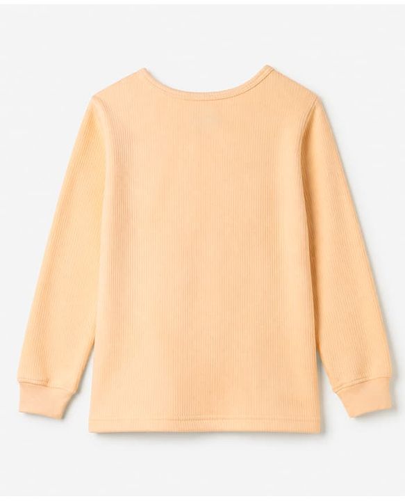 Pine Kids Cotton Blend Knit Solid Thermal Tops with Full Sleeves - Peach