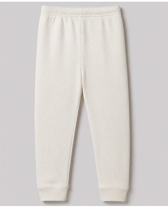 Pine Kids Cotton Blend Knit Full Length Solid Thermal Pant in White